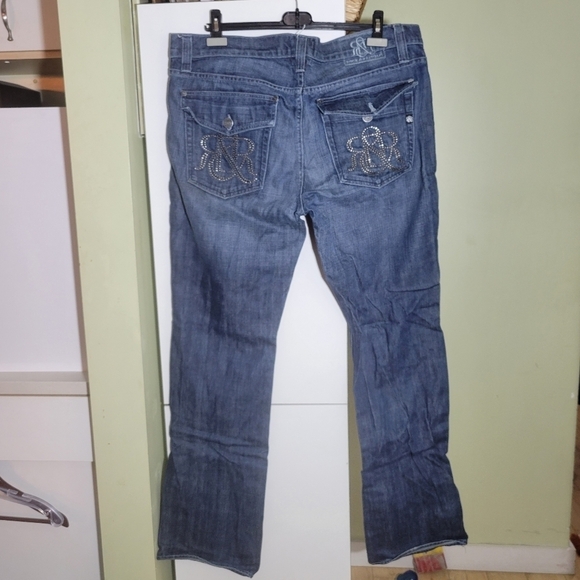 Vintage Rock & Republic Taylor flap pocket embellished crystal jeans blue 40 Y2K - Picture 4 of 9